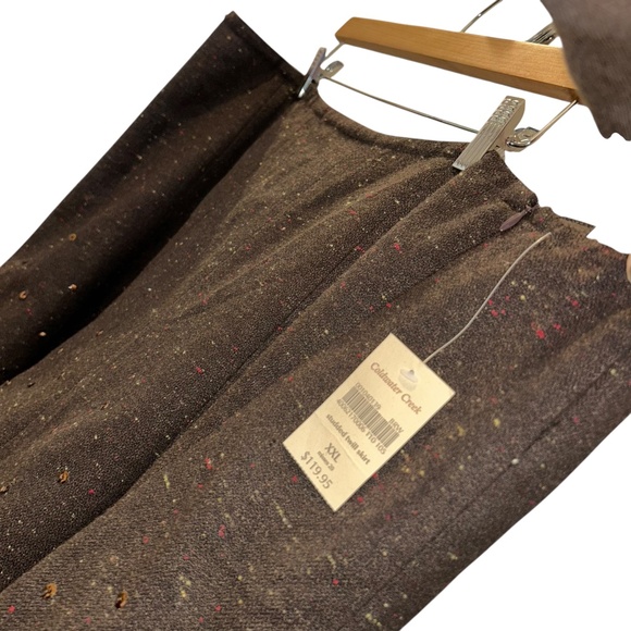Coldwater Creek NEW NWT brown speckled wool tweed embellished a line skirt XXL - Picture 4 of 5